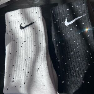 Nike Socks White / Black with Diamond Accents